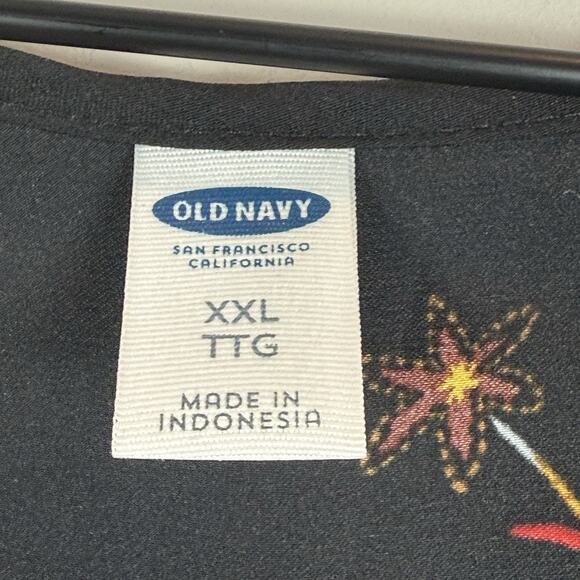 Old Navy Floral Peasant Blouse Top Womens XXL Plus Black Velvet Trim Whimsigoth - Picture 4 of 8